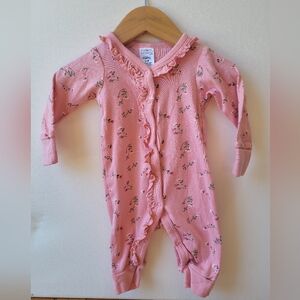 Charming Pink Floral Kids Footie